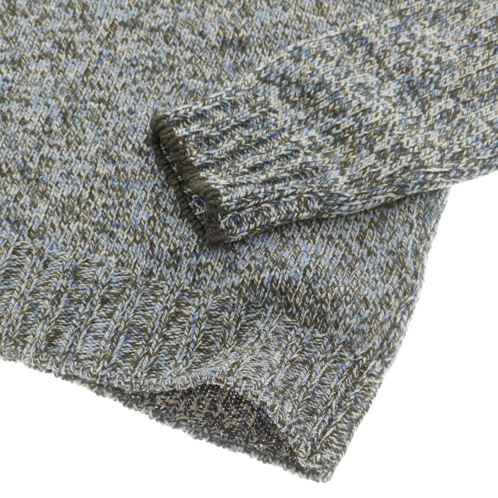 【中古】グランサッソ GRAN SASSO ウール タートルネック プルオーバーニット オリーブxブルー【 46 】【 状態ランクB 】【 メンズ 】