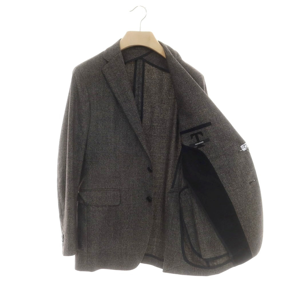 【中古】タリアトーレ TAGLIATORE ストレッチウール チェック 2つボタンスーツ ダークグレー【 48 】【 状態ランクC 】【 メンズ 】