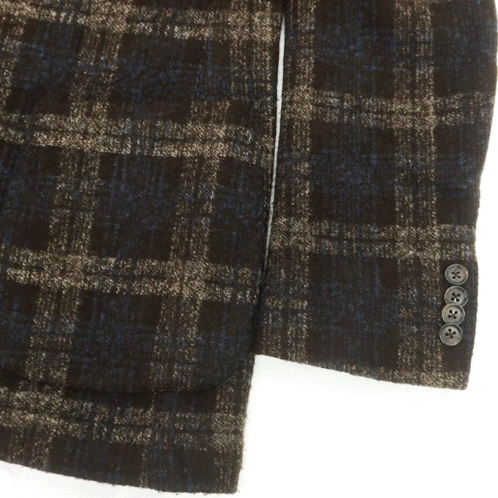 【中古】ルビアム LUBIAM アクリルウールジャージー チェック カジュアルジャケット ダークブラウンxベージュ【 48 】【 状態ランクB 】【 メンズ 】
