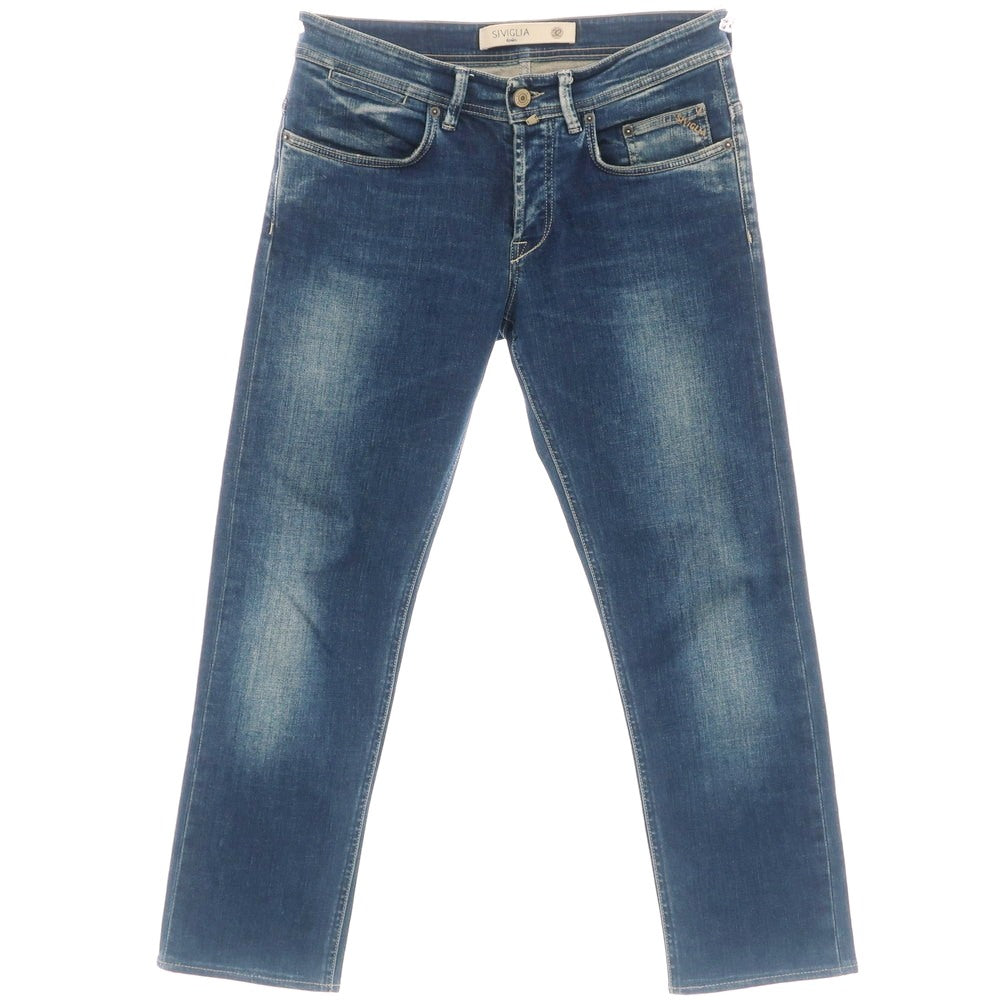 【中古】シビリア SIVIGLIA ストレッチ コットンポリエステル ジーンズ デニムパンツ ネイビー【 32 】【 状態ランクC 】【 メンズ 】