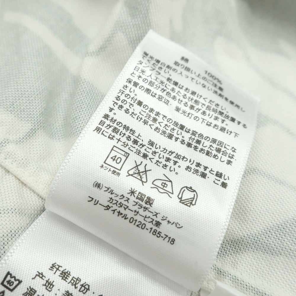【中古】ブラックフリースバイ ブルックスブラザーズ BLACK FLEECE BY Brooks Brothers コットン オックスフォード ボタニカル ボタンダウン 半袖シャツ ホワイトxグリーン【 BB2 】【 状態ランクB 】【 メンズ 】