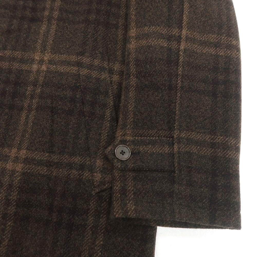 【新品アウトレット】ベルベスト Belvest ウールカシミヤ チェック ステンカラーコート ブラウン【 48 】【 状態ランクN- 】【 メンズ 】