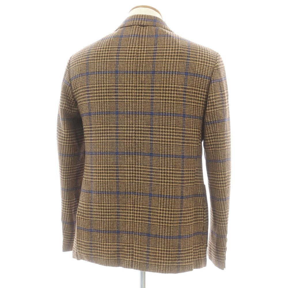 【新品】サルトリオ Sartorio ウール チェック テーラードジャケット ベージュxダークブラウン×ブルー【 48 】【 状態ランクN 】【 メンズ 】