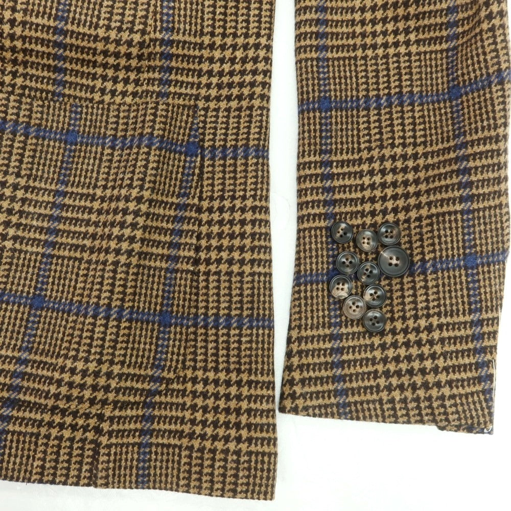【新品】サルトリオ Sartorio ウール チェック テーラードジャケット ベージュxダークブラウン×ブルー【 48 】【 状態ランクN 】【 メンズ 】