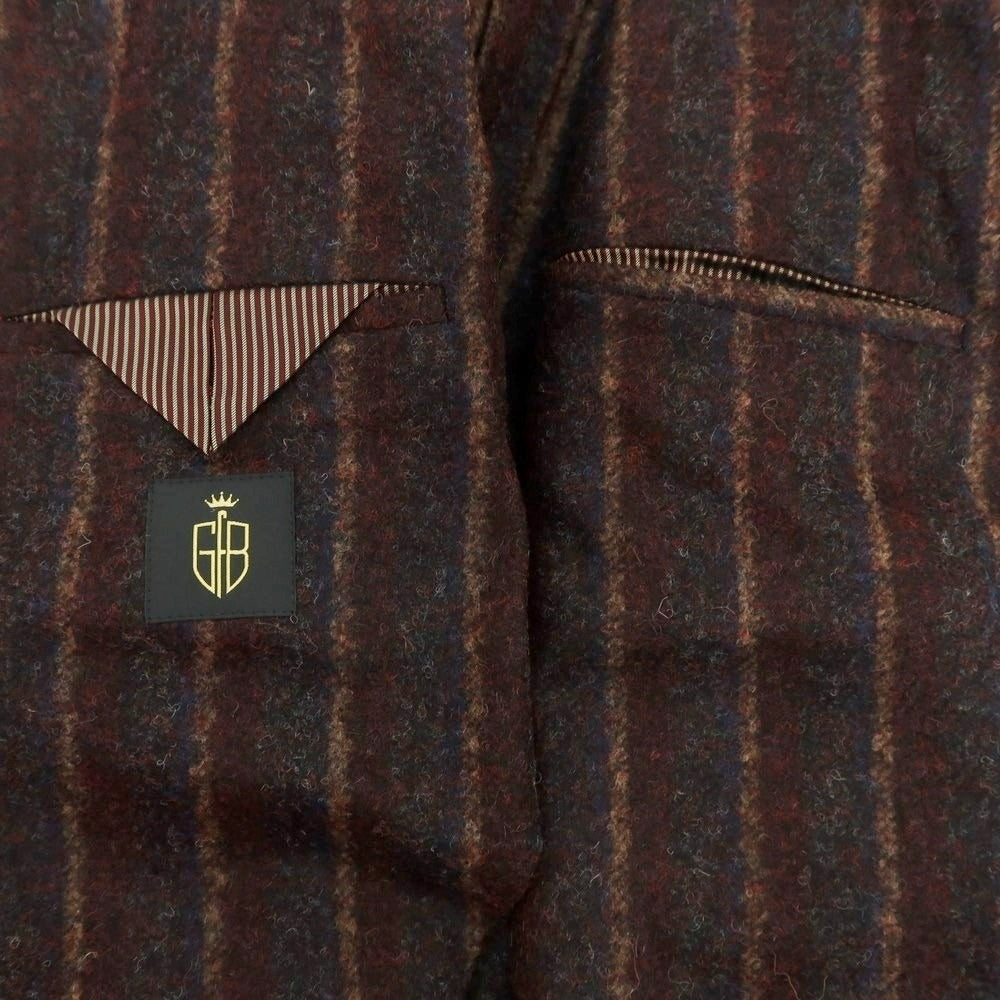 【新品アウトレット】エルネスト ernesto GFB アルパカナイロン ストライプ テーラードジャケット ダークレッドxグレー【 52 】【 状態ランクN- 】【 メンズ 】