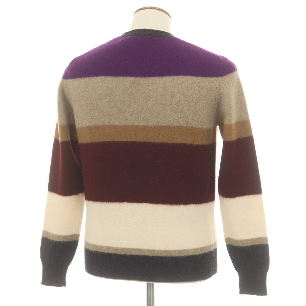 【新品】ドルモア DRUMOHR ウール クルーネック プルオーバーニット ワインレッドxパープル【 46 】【 状態ランクN 】【 メンズ 】