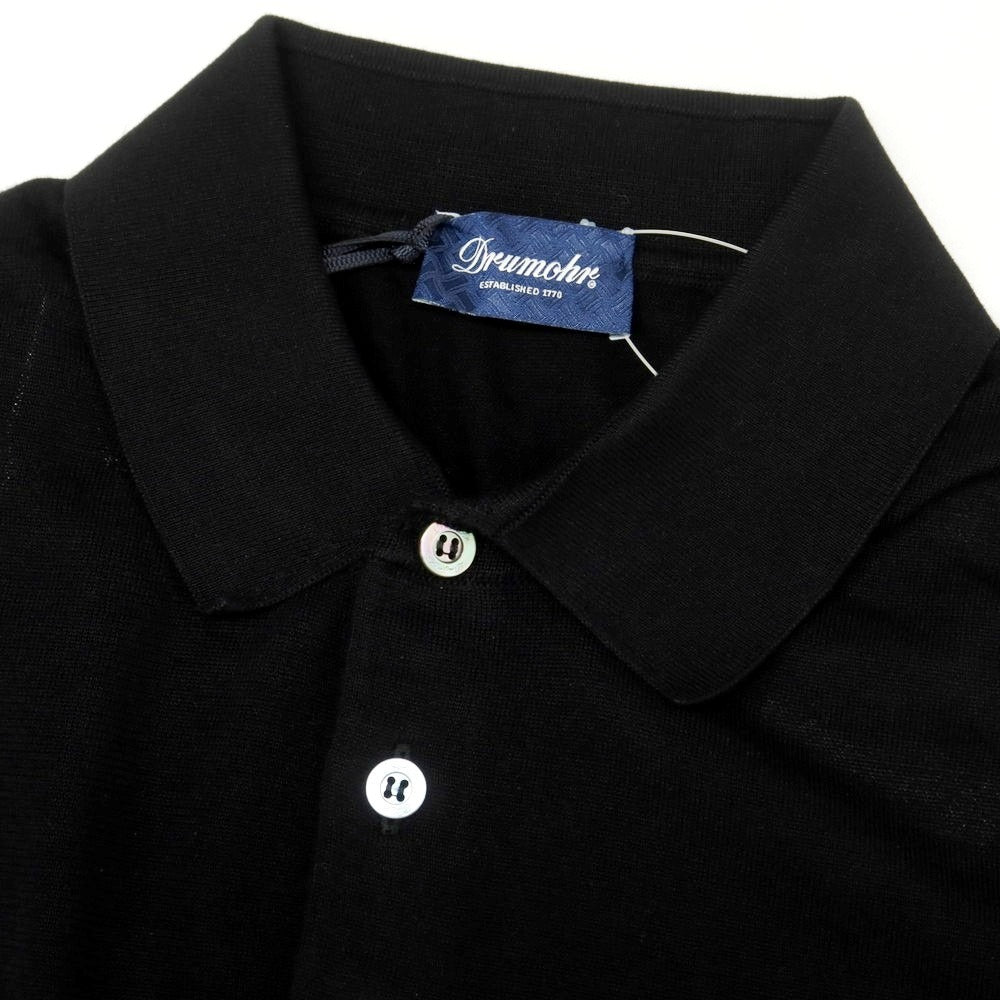 【新品アウトレット】ドルモア DRUMOHR ハイゲージコットン 長袖 ポロニット ブラック【 50 】【 状態ランクN- 】【 メンズ 】