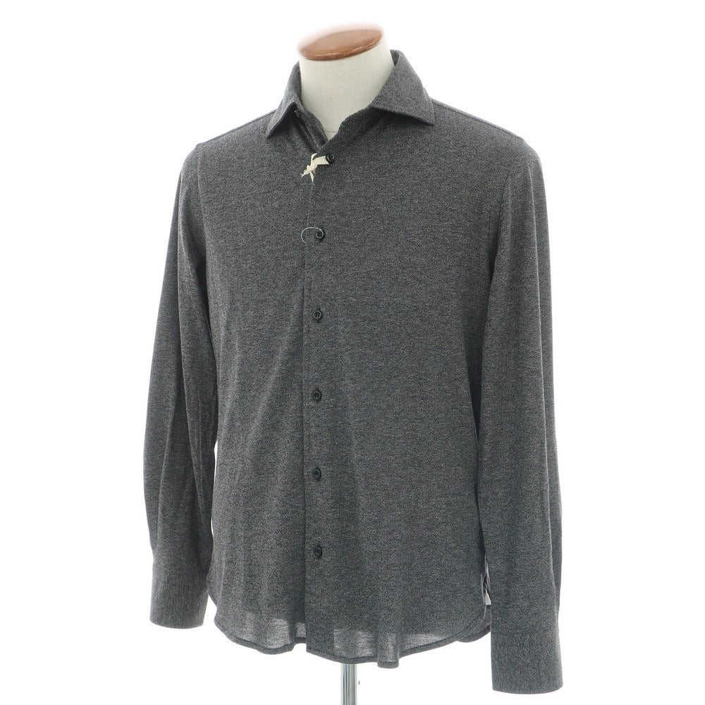 【新品】ギローバー GUY ROVER コットン 鹿の子 セミワイドカラー カジュアルシャツ ブラックxホワイト【 M 】【 状態ランクN 】【 メンズ 】