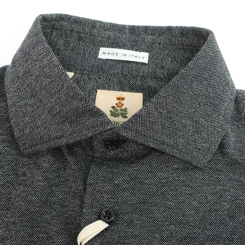 【新品】ギローバー GUY ROVER コットン 鹿の子 セミワイドカラー カジュアルシャツ ブラックxホワイト【 M 】【 状態ランクN 】【 メンズ 】