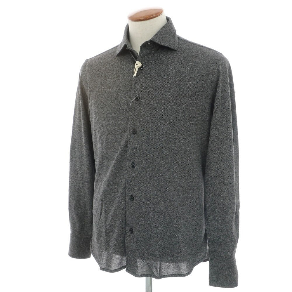 【新品】ギローバー GUY ROVER コットン 鹿の子 セミワイドカラー カジュアルシャツ ブラックxホワイト【 M 】【 状態ランクN 】【 メンズ 】