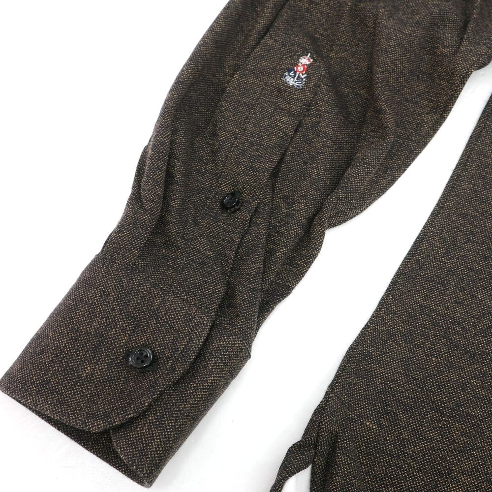 【新品】ギローバー GUY ROVER コットン 鹿の子 セミワイドカラー カジュアルシャツ ブラウン【 M 】【 状態ランクN 】【 メンズ 】