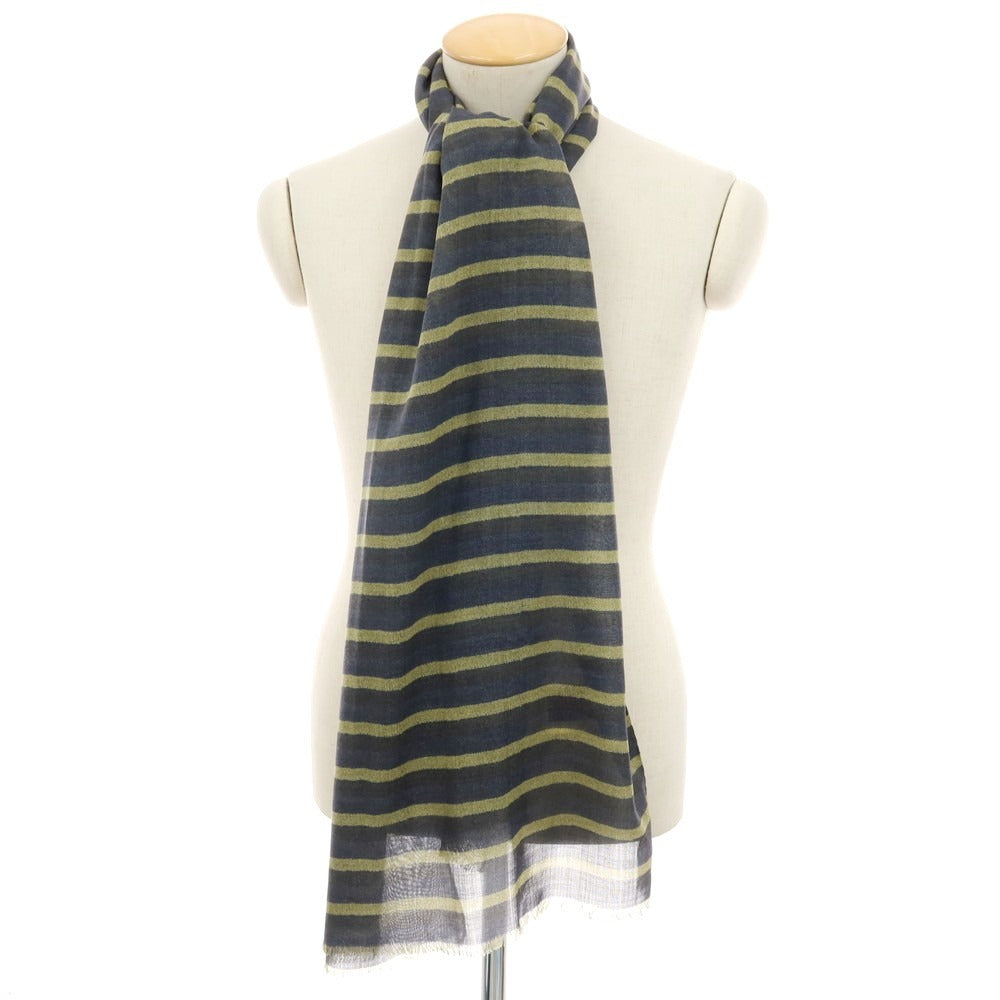 【新品】アーディーアンドシー AD&C 1956 ウール ボーダー プリント ストール ネイビーxグリーン【 F 】【 状態ランクN 】【 メンズ 】