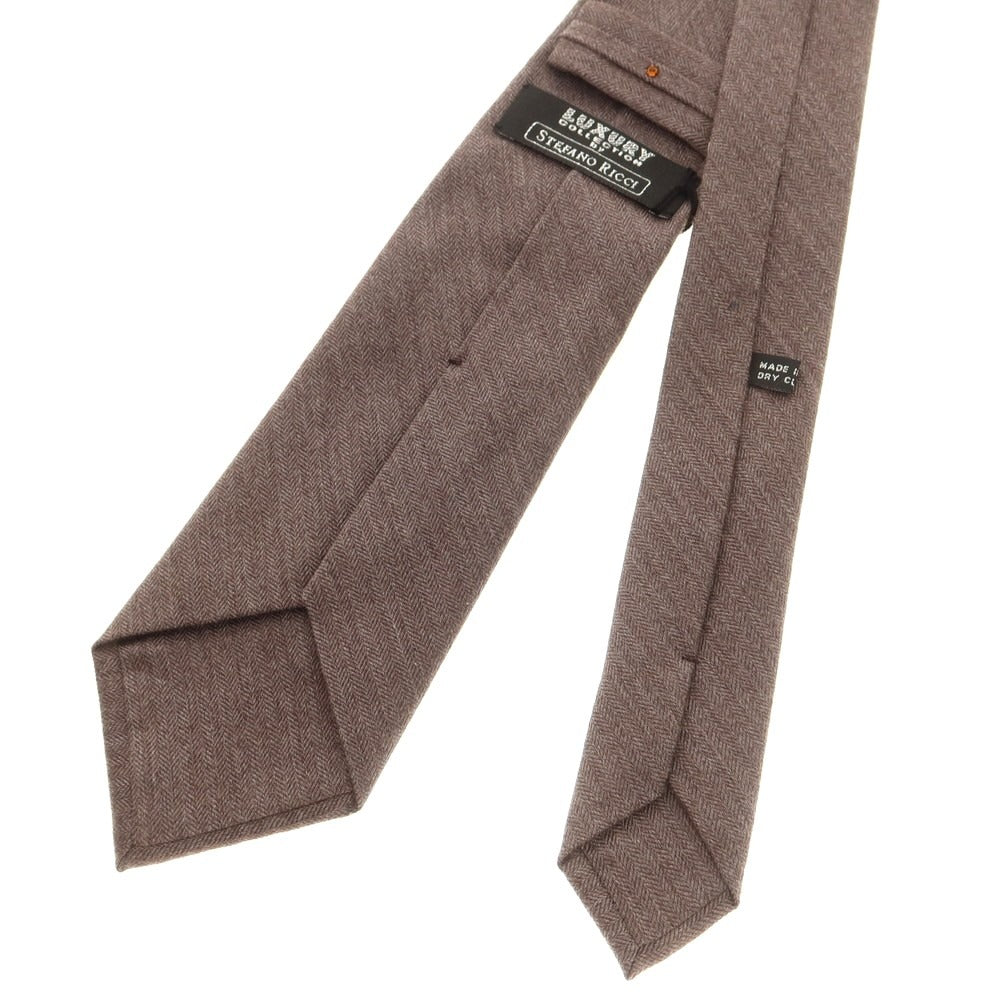 【新品】ステファノリッチ STEFANO RICCI カシミヤウール 無地ネクタイ アッシュブラウン【 状態ランクN 】【 メンズ 】