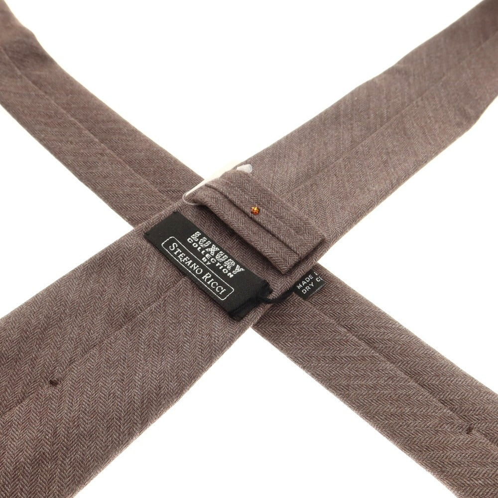 【新品】ステファノリッチ STEFANO RICCI カシミヤウール 無地ネクタイ アッシュブラウン【 状態ランクN 】【 メンズ 】