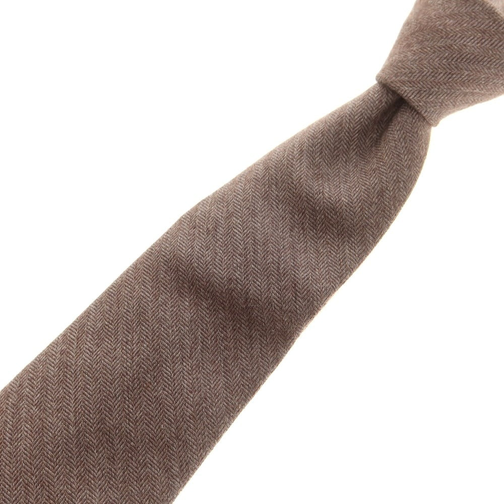 【新品】ステファノリッチ STEFANO RICCI カシミヤウール 無地ネクタイ アッシュブラウン【 状態ランクN 】【 メンズ 】