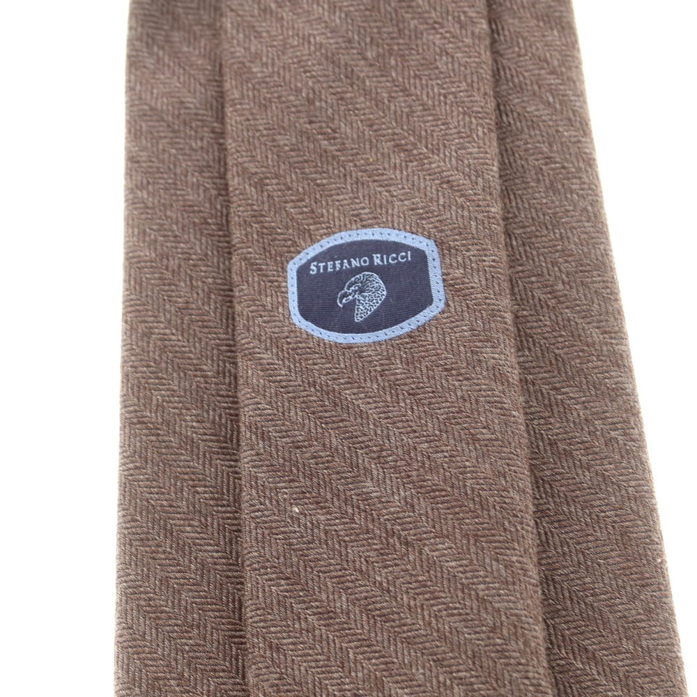 【新品】ステファノリッチ STEFANO RICCI カシミヤウール 無地ネクタイ アッシュブラウン【 状態ランクN 】【 メンズ 】