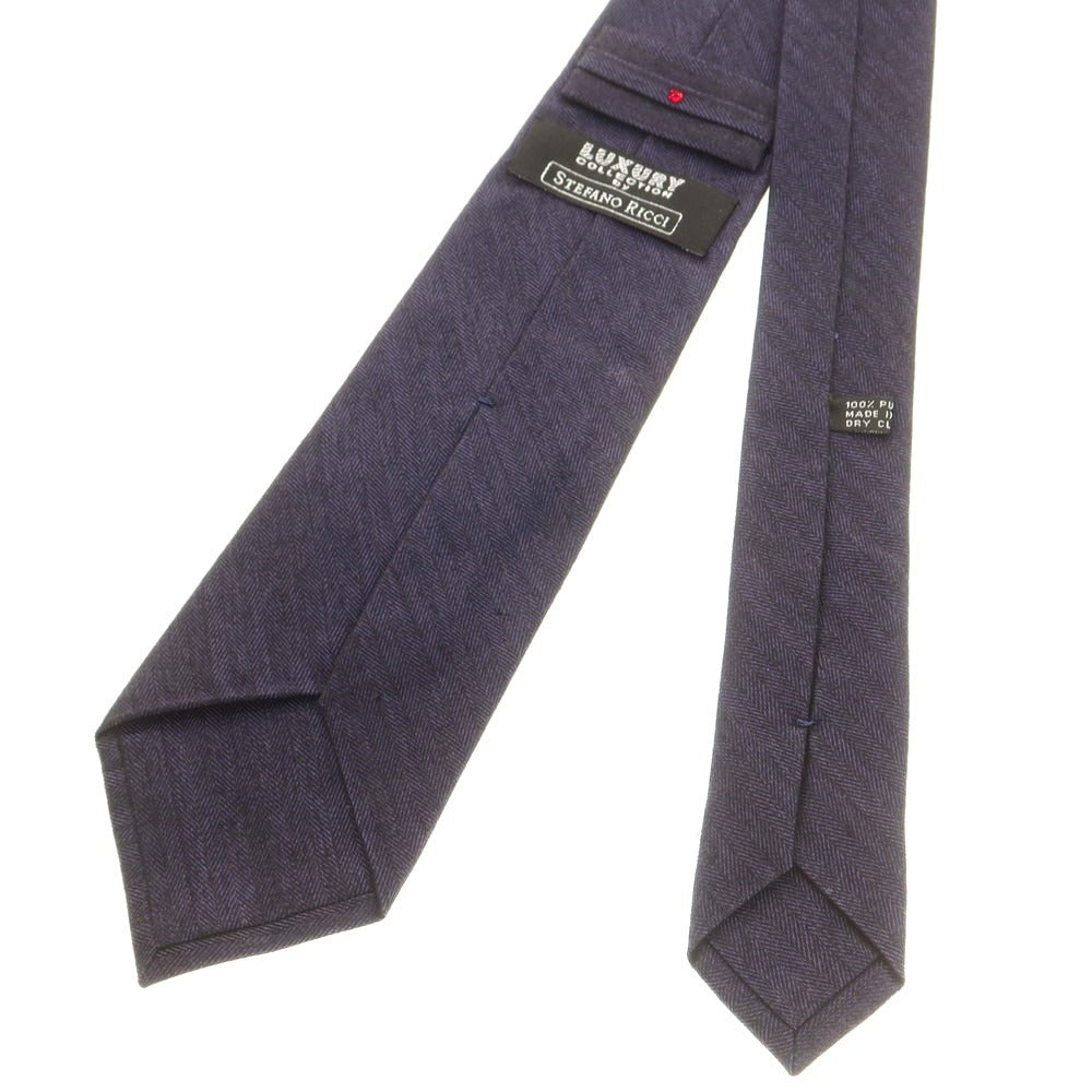 【中古】ステファノリッチ STEFANO RICCI シルク 無地ネクタイ ネイビー【 状態ランクC 】【 メンズ 】