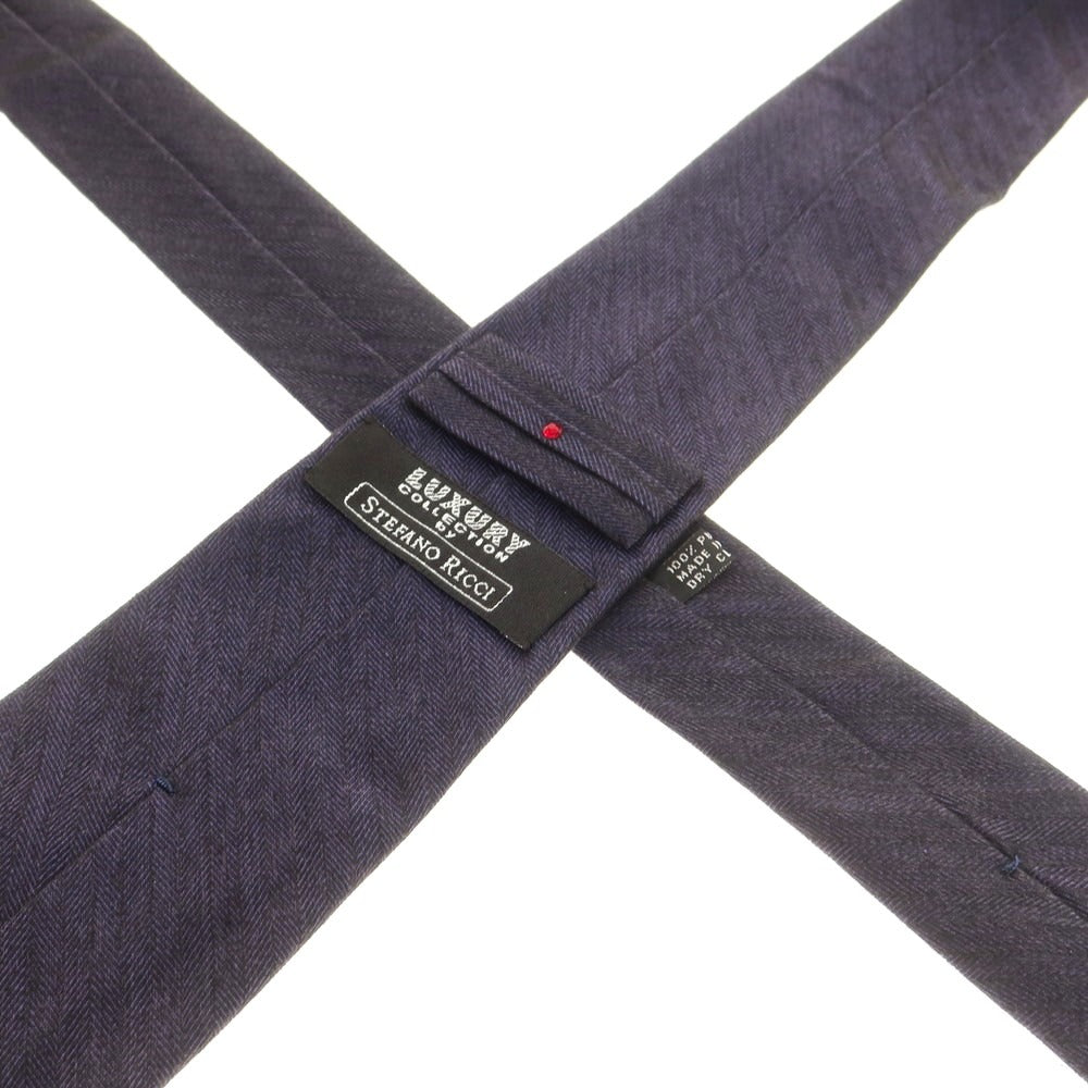 【中古】ステファノリッチ STEFANO RICCI シルク 無地ネクタイ ネイビー【 状態ランクC 】【 メンズ 】