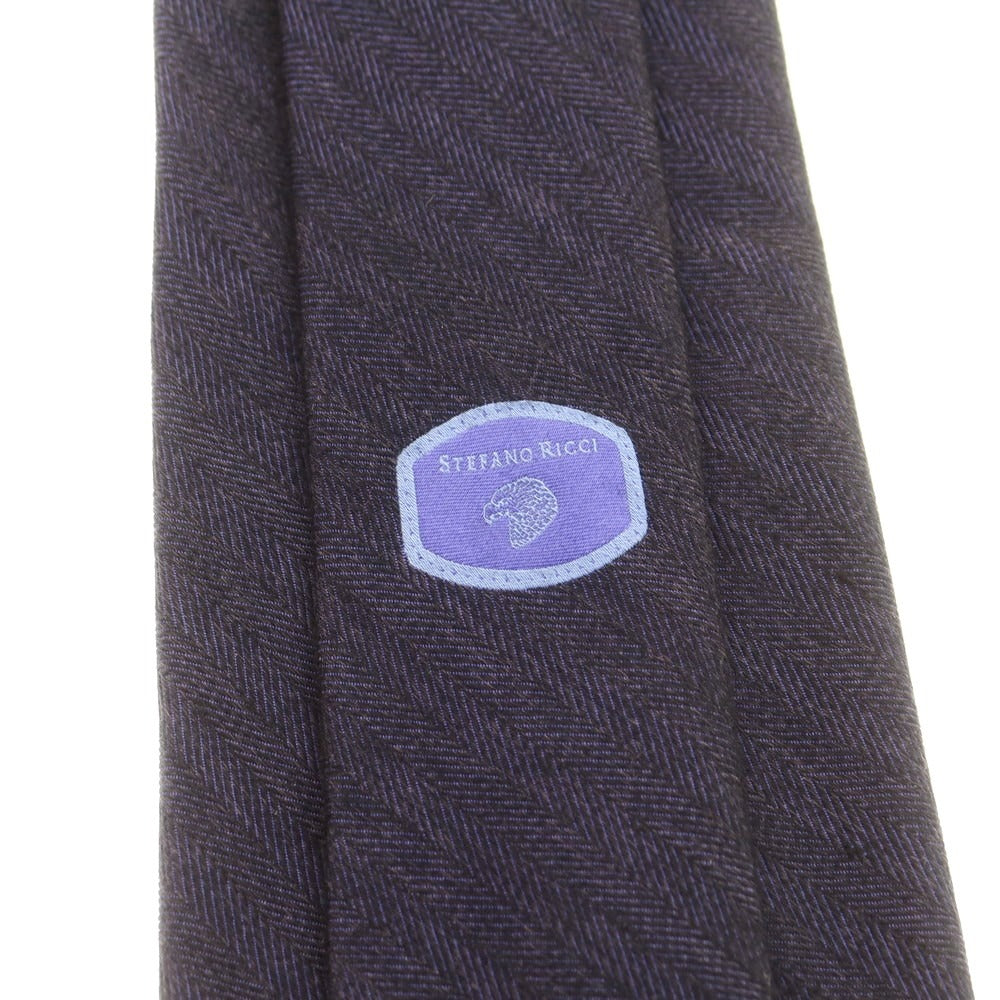 【中古】ステファノリッチ STEFANO RICCI シルク 無地ネクタイ ネイビー【 状態ランクC 】【 メンズ 】