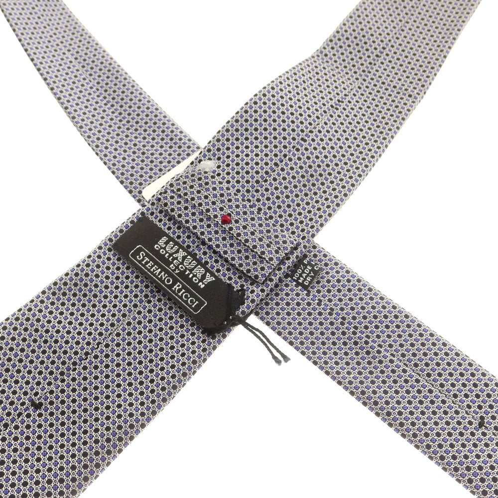 【新品】ステファノリッチ STEFANO RICCI シルク 総柄ネクタイ ブラックxホワイト【 状態ランクN 】【 メンズ 】