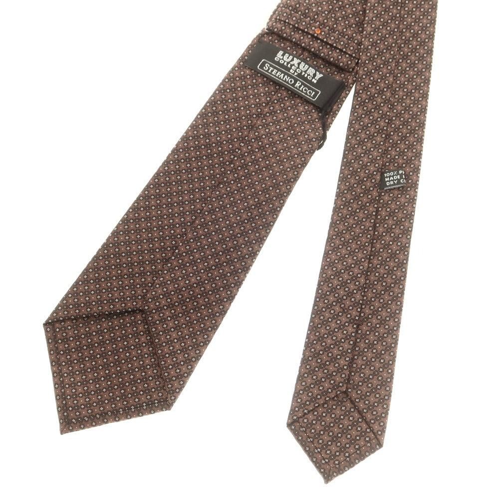 【新品】ステファノリッチ STEFANO RICCI シルク 総柄ネクタイ ブラウンxブラック【 状態ランクN 】【 メンズ 】