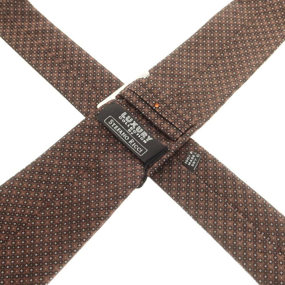 【新品】ステファノリッチ STEFANO RICCI シルク 総柄ネクタイ ブラウンxブラック【 状態ランクN 】【 メンズ 】