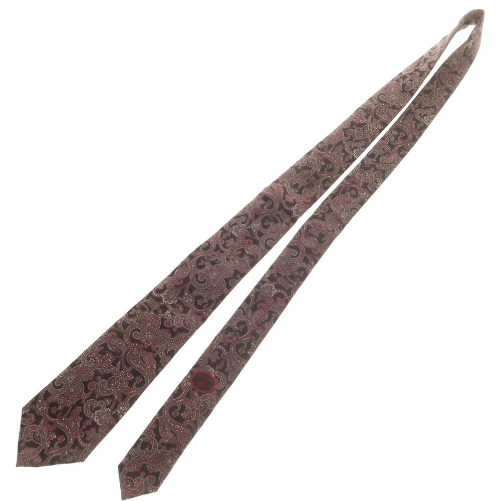 【新品】ステファノリッチ STEFANO RICCI シルク ペイズリー柄ネクタイ ブラックxワイン【 状態ランクN 】【 メンズ 】