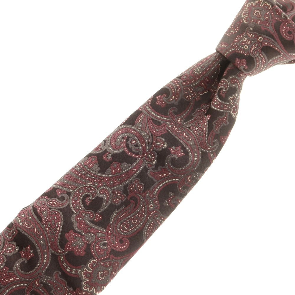 【新品】ステファノリッチ STEFANO RICCI シルク ペイズリー柄ネクタイ ブラックxワイン【 状態ランクN 】【 メンズ 】