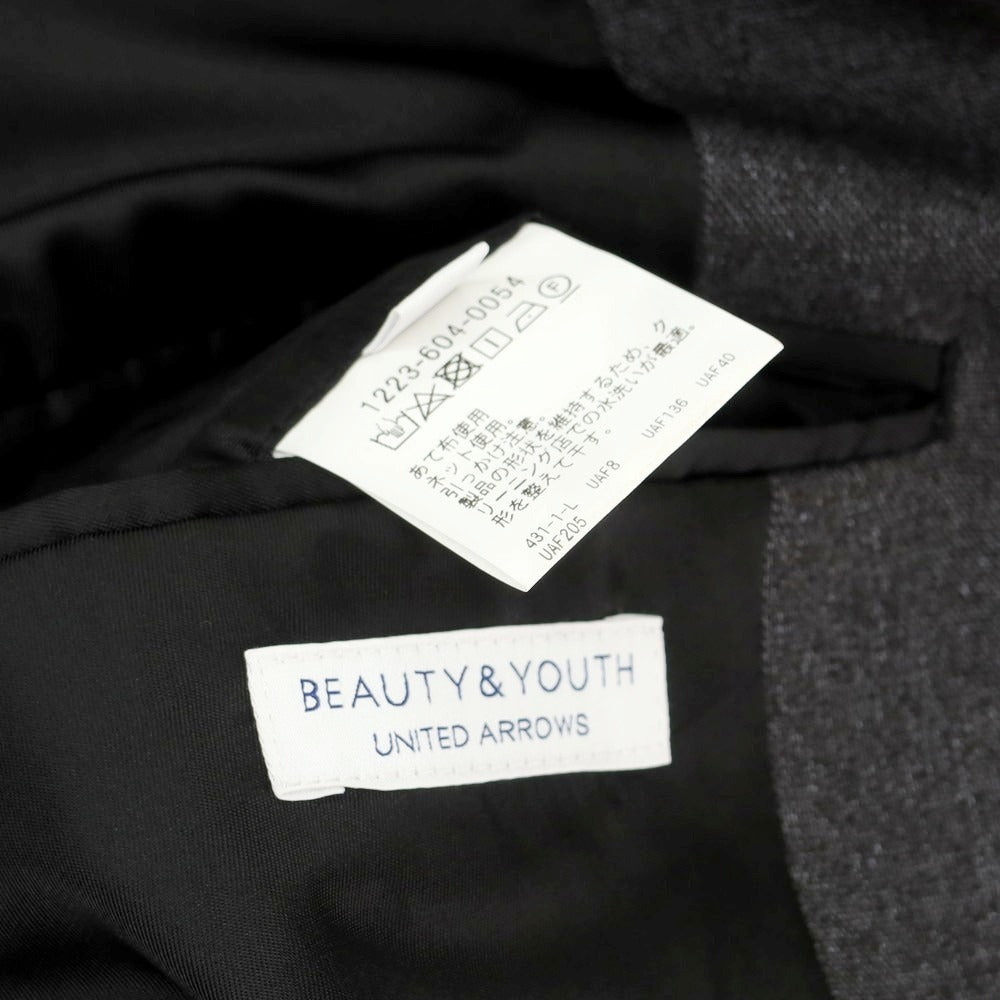 【中古】ビューティアンドユースユナイテッドアローズ BEAUTY&YOUTH UNITED ARROWS ポリエステル イージー 2つボタンスーツ グレー【 L 】【 状態ランクB 】【 メンズ 】