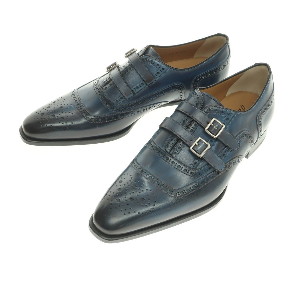 【中古】【未使用】フランチェスコ ベニーニョ FRANCESCO BENIGNO ストラップ ドレスシューズ ネイビーブルー【 7 1/2 】【 状態ランクS 】【 メンズ 】