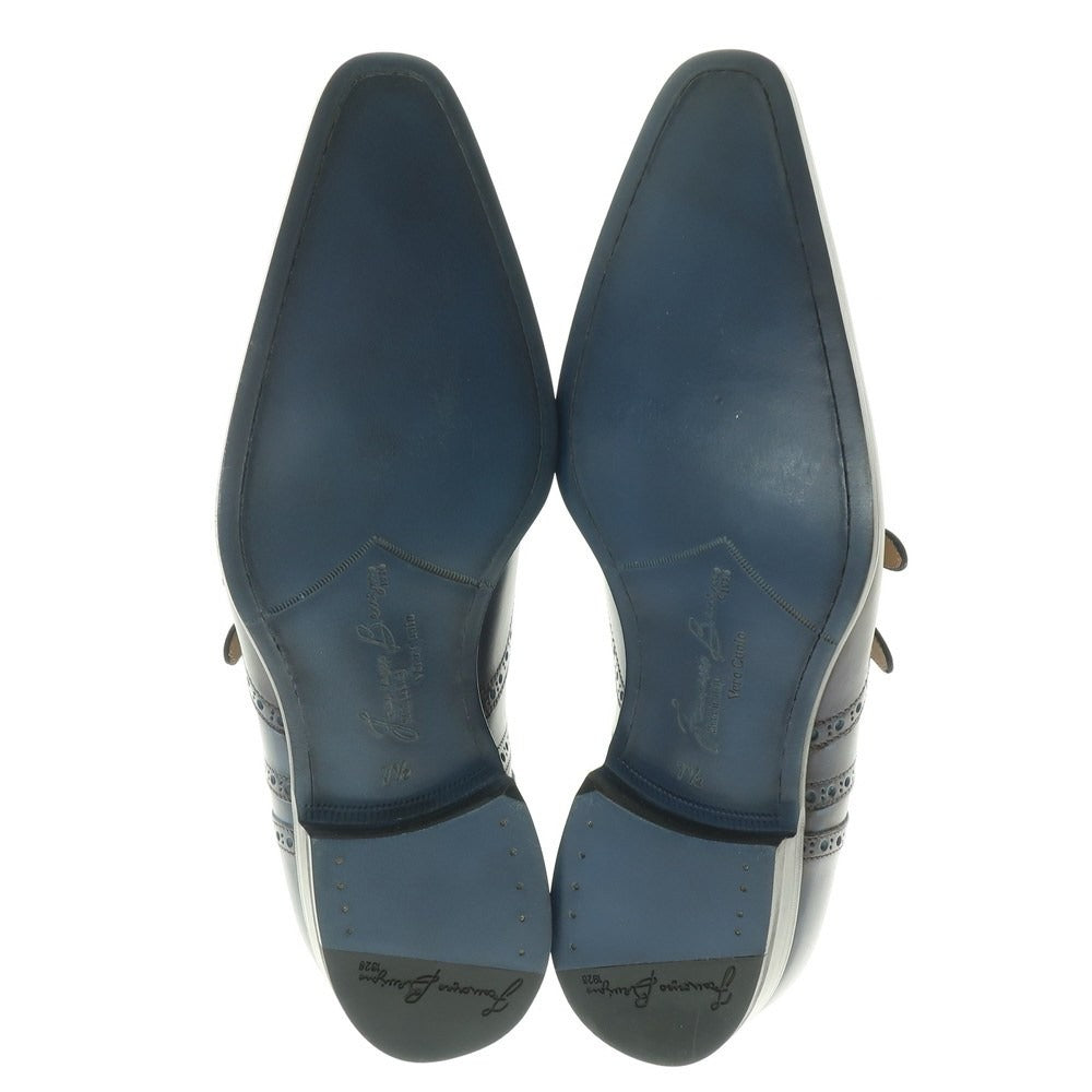 【中古】【未使用】フランチェスコ ベニーニョ FRANCESCO BENIGNO ストラップ ドレスシューズ ネイビーブルー【 7 1/2 】【 状態ランクS 】【 メンズ 】