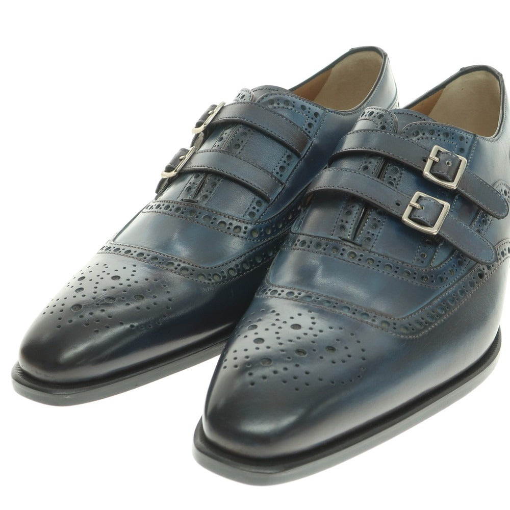 【中古】【未使用】フランチェスコ ベニーニョ FRANCESCO BENIGNO ストラップ ドレスシューズ ネイビーブルー【 7 1/2 】【 状態ランクS 】【 メンズ 】