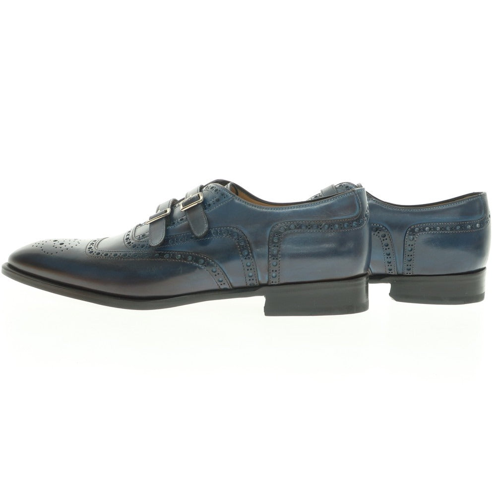 【中古】【未使用】フランチェスコ ベニーニョ FRANCESCO BENIGNO ストラップ ドレスシューズ ネイビーブルー【 7 1/2 】【 状態ランクS 】【 メンズ 】