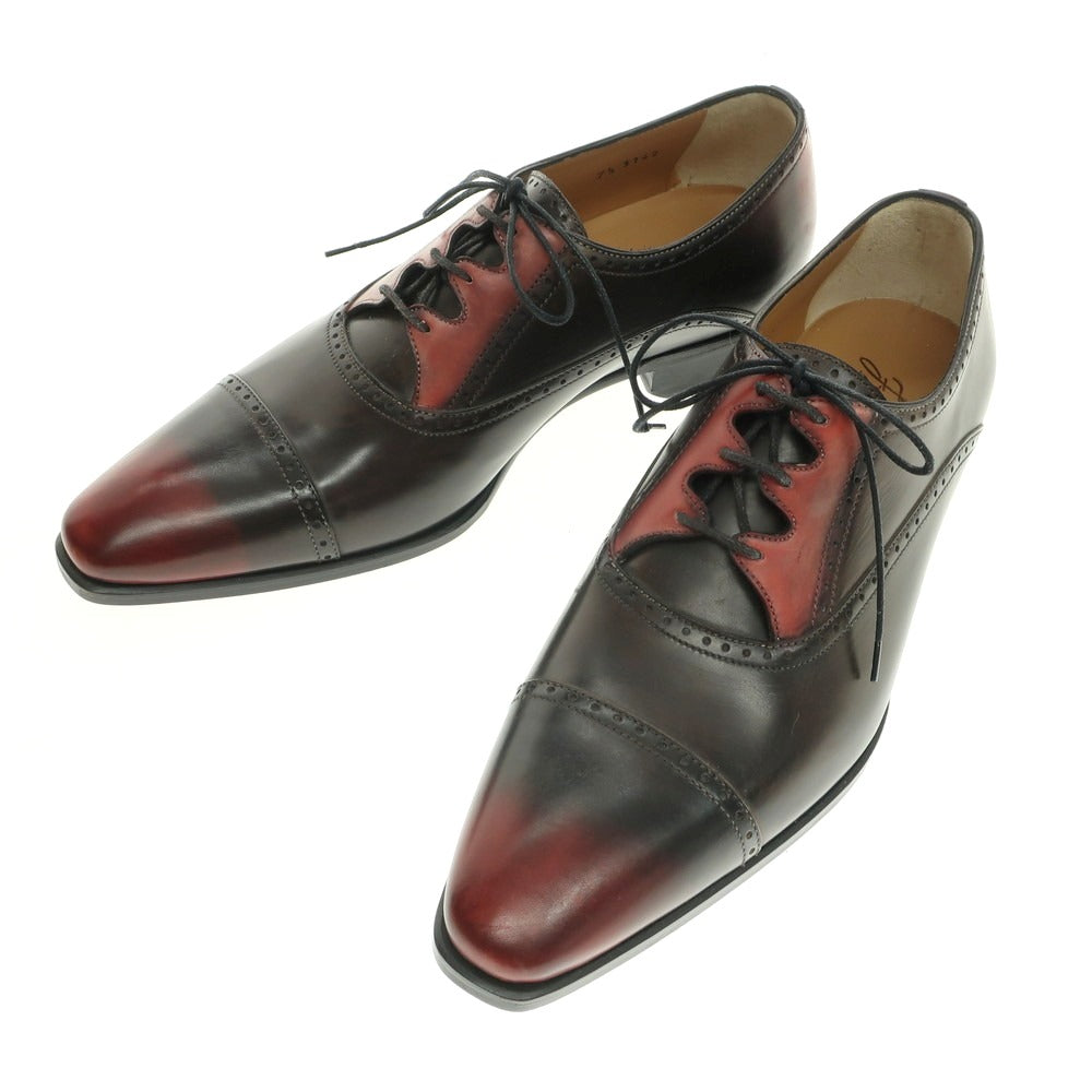 【中古】【未使用】フランチェスコ ベニーニョ FRANCESCO BENIGNO ストレートチップ ドレスシューズ ブラックブラウンxレッド【 7 1/2 】【 状態ランクS 】【 メンズ 】