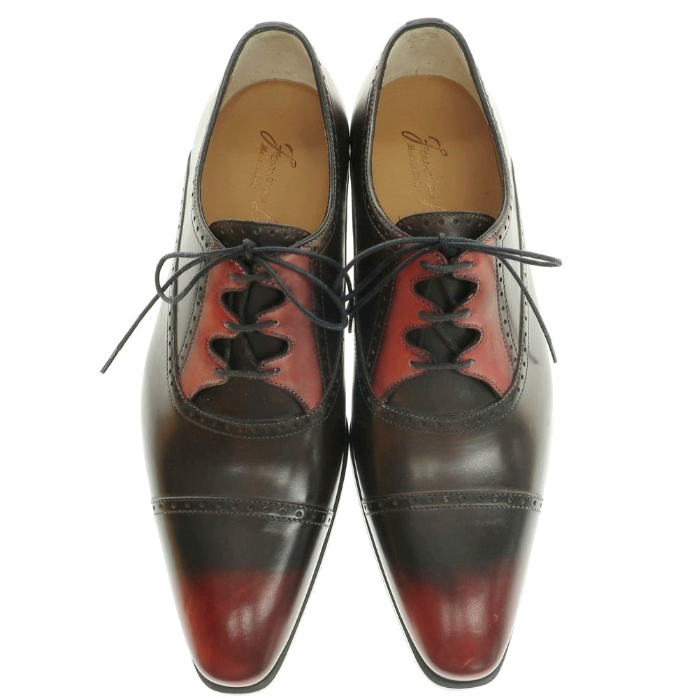 【中古】【未使用】フランチェスコ ベニーニョ FRANCESCO BENIGNO ストレートチップ ドレスシューズ ブラックブラウンxレッド【 7 1/2 】【 状態ランクS 】【 メンズ 】