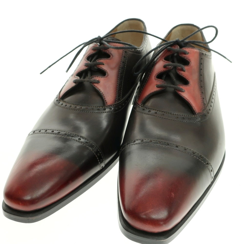 【中古】【未使用】フランチェスコ ベニーニョ FRANCESCO BENIGNO ストレートチップ ドレスシューズ ブラックブラウンxレッド【 7 1/2 】【 状態ランクS 】【 メンズ 】
