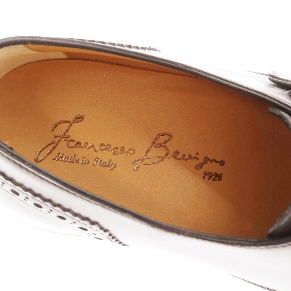 【中古】【未使用】フランチェスコ ベニーニョ FRANCESCO BENIGNO シングルモンク ドレスシューズ ブラックネイビー【 6 1/2 】【 状態ランクS 】【 メンズ 】