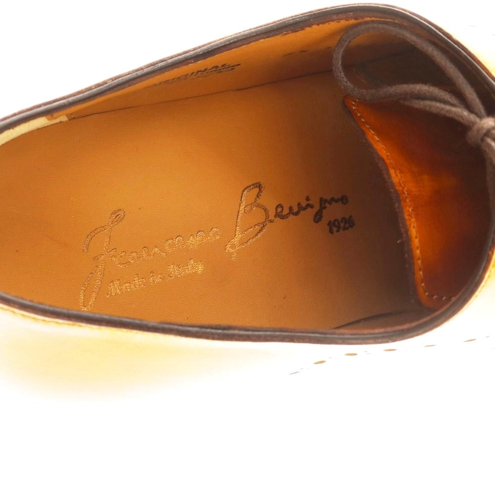 【中古】【未使用】フランチェスコ ベニーニョ FRANCESCO BENIGNO ホールカット ドレスシューズ イエローブラウン【 7 1/2 】【 状態ランクS 】【 メンズ 】