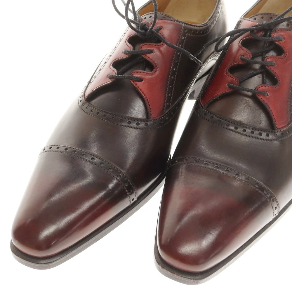 【中古】【未使用】フランチェスコ ベニーニョ FRANCESCO BENIGNO ストレートチップ ドレスシューズ ダークブラウンxレッド【 7 】【 状態ランクS 】【 メンズ 】