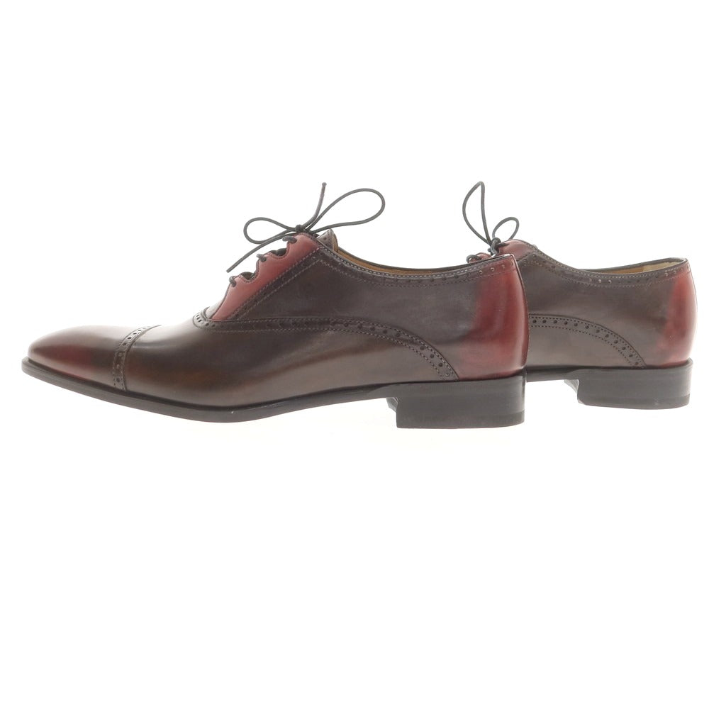【中古】【未使用】フランチェスコ ベニーニョ FRANCESCO BENIGNO ストレートチップ ドレスシューズ ダークブラウンxレッド【 7 】【 状態ランクS 】【 メンズ 】