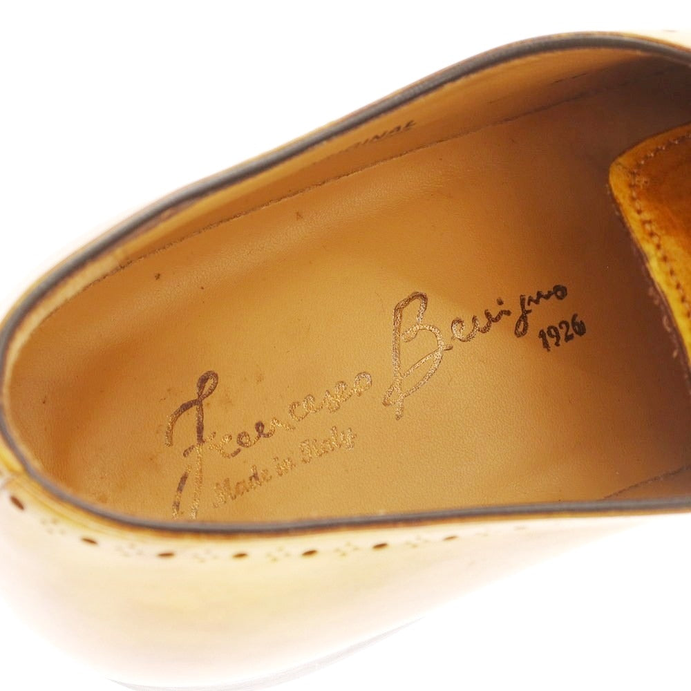 【中古】【未使用】フランチェスコ ベニーニョ FRANCESCO BENIGNO ホールカット ドレスシューズ イエローベージュ【 7 】【 状態ランクS 】【 メンズ 】