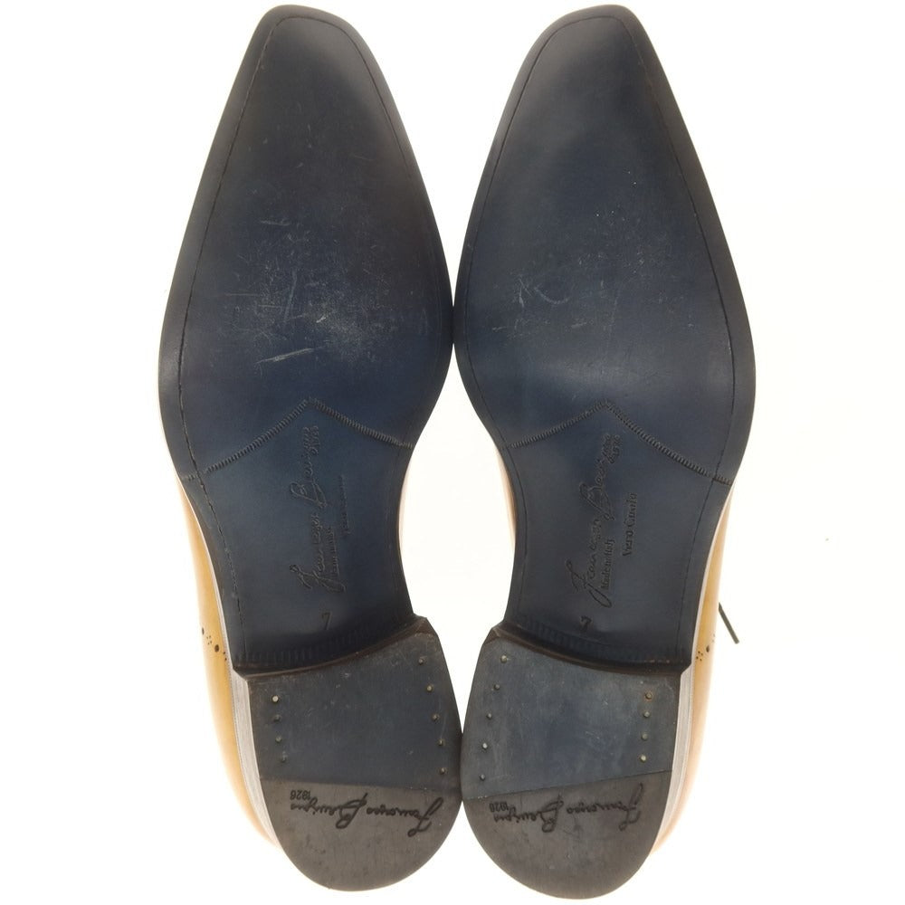 【中古】【未使用】フランチェスコ ベニーニョ FRANCESCO BENIGNO ホールカット ドレスシューズ イエローベージュ【 7 】【 状態ランクS 】【 メンズ 】