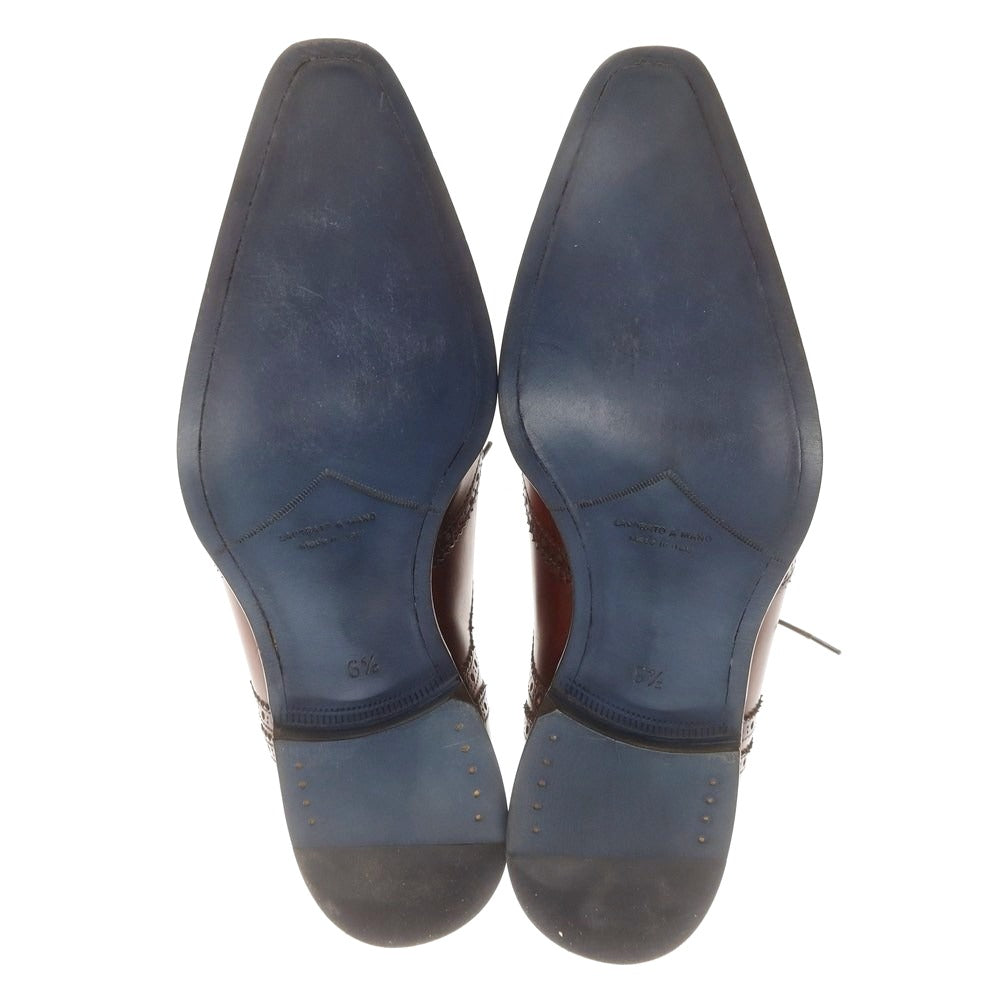 【中古】【未使用】フランチェスコ ベニーニョ FRANCESCO BENIGNO ウイングチップ ドレスシューズ ブラウン【 6 1/2 】【 状態ランクS 】【 メンズ 】