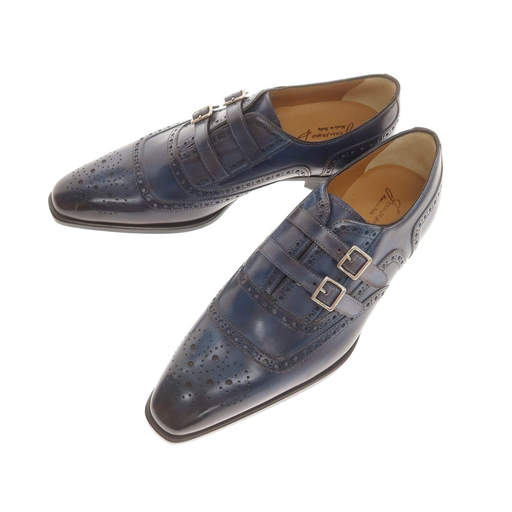 【中古】フランチェスコ ベニーニョ FRANCESCO BENIGNO ダブルモンク ドレスシューズ ネイビー【 7 】【 状態ランクA 】【 メンズ 】