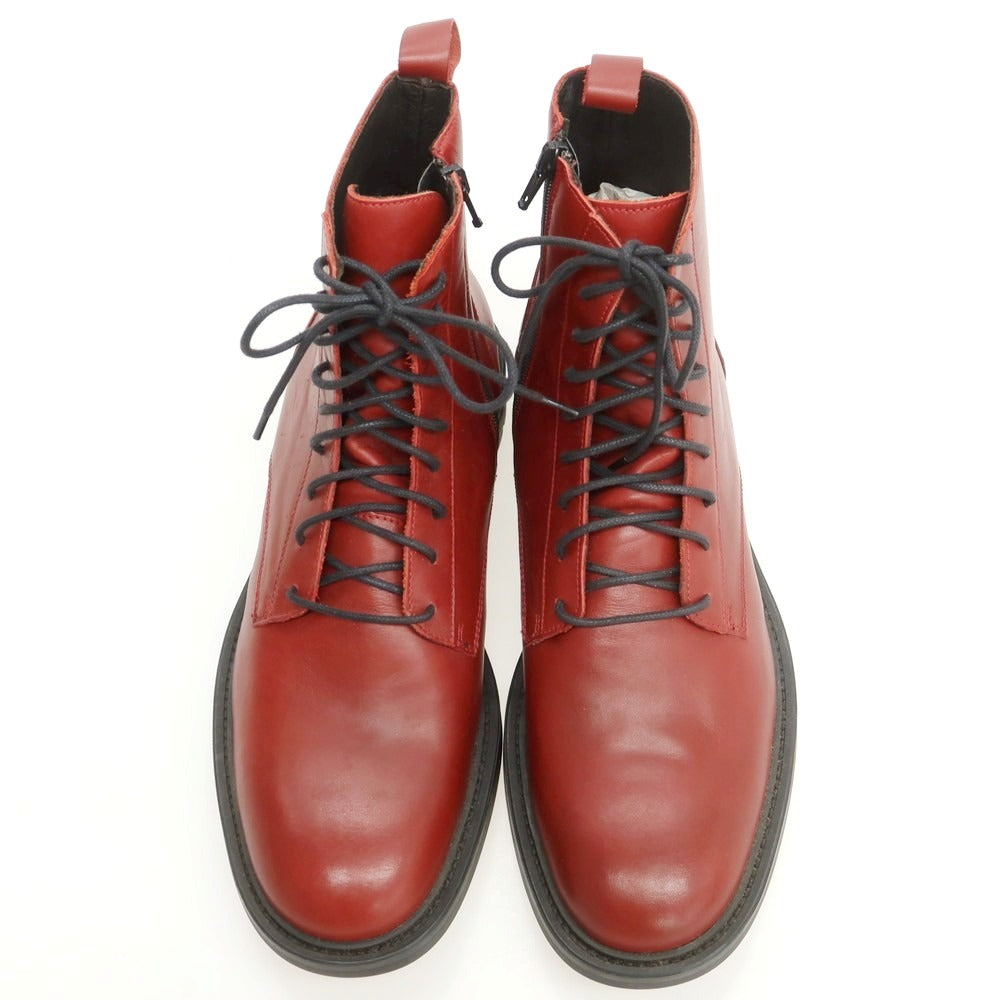 【中古】【未使用】ロッソ アルティジャーノ ROSSO ARTIGIANO レザー レースアップブーツ レッド【 40 】【 状態ランクS 】【 メンズ 】