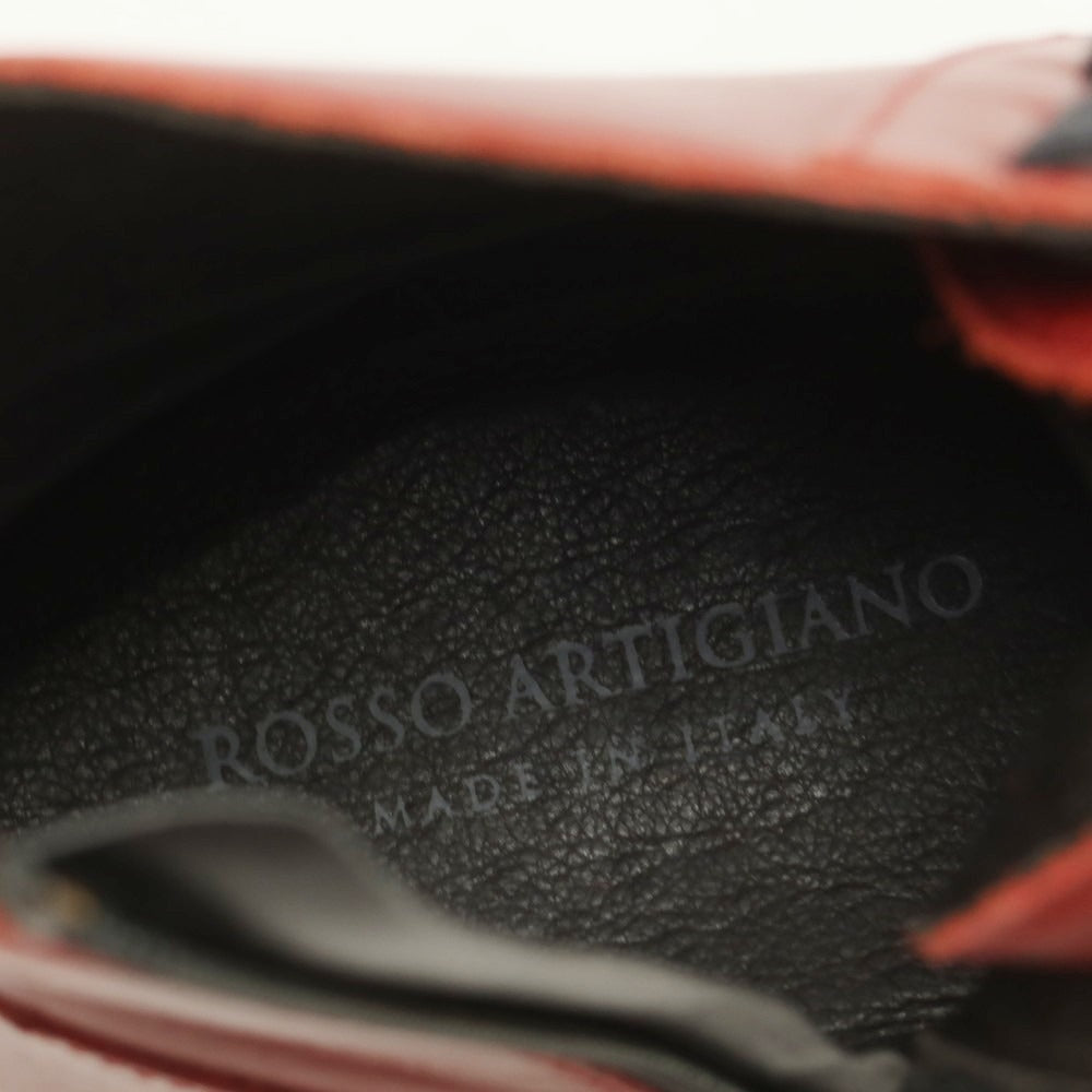 【中古】【未使用】ロッソ アルティジャーノ ROSSO ARTIGIANO レザー レースアップブーツ レッド【 40 】【 状態ランクS 】【 メンズ 】