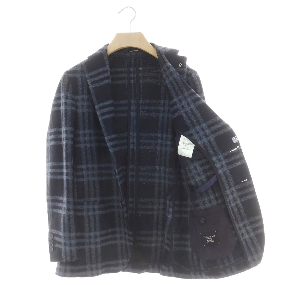 【中古】タリアトーレ TAGLIATORE ポリエステルアクリル チェック テーラードジャケット ブラックxグレー【 46 】【 状態ランクA 】【 メンズ 】