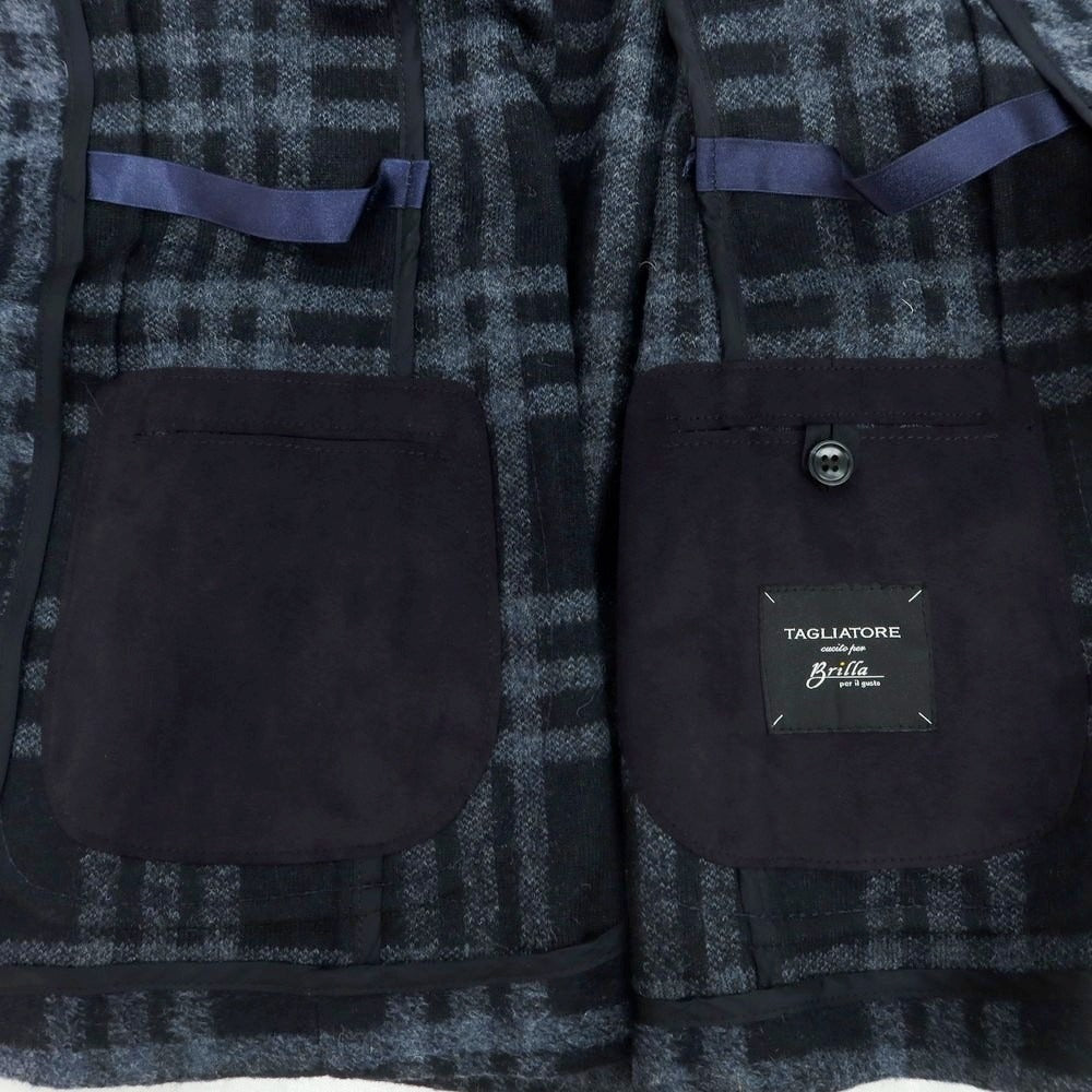 【中古】タリアトーレ TAGLIATORE ポリエステルアクリル チェック テーラードジャケット ブラックxグレー【 46 】【 状態ランクA 】【 メンズ 】