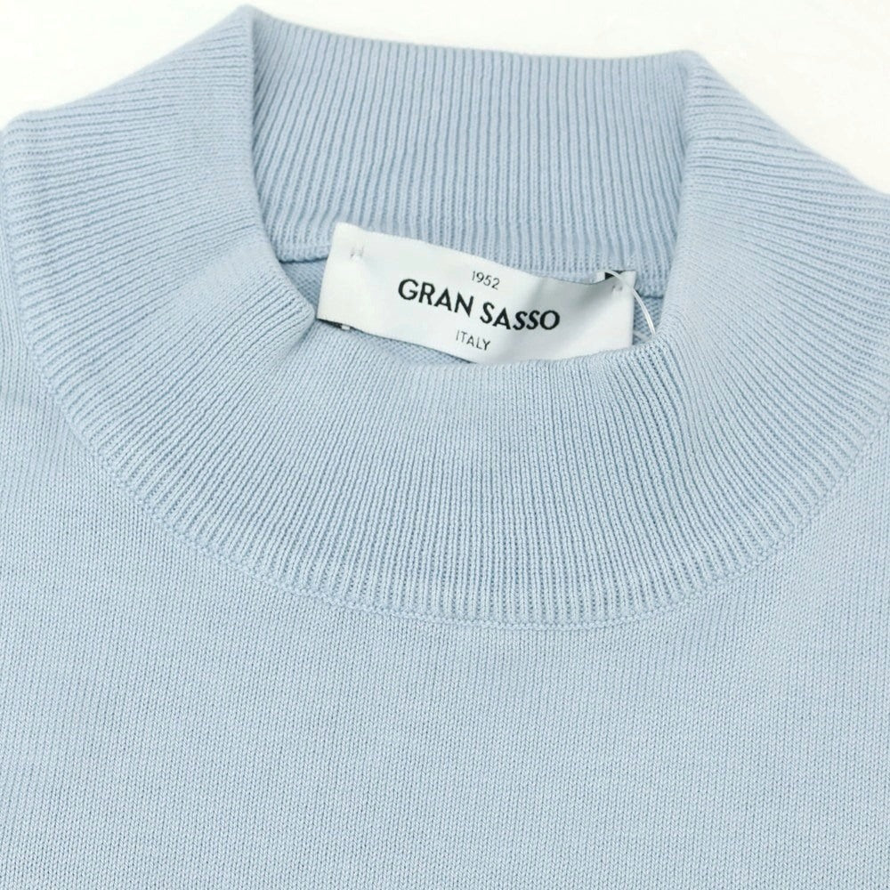【中古】グランサッソ GRAN SASSO ハイゲージ コットン モックネック プルオーバーニット ライトブルー【 46 】【 状態ランクA 】【 メンズ 】
