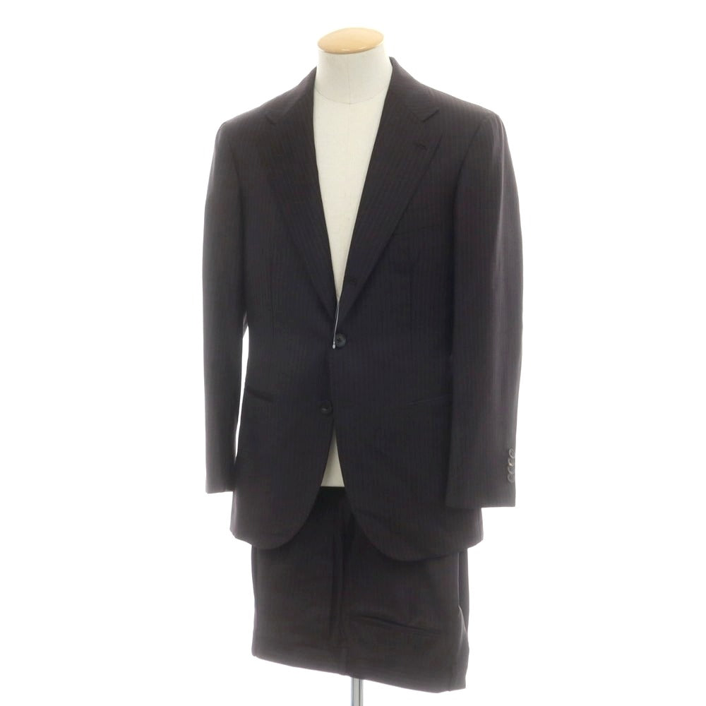 【中古】ゼルビーノ ZERBINO ウール ストライプ 3つボタンスーツ チャコールグレー系【 表記なし(S位) 】【 状態ランクA 】【 メンズ 】